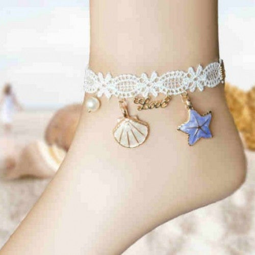 White Lace Shell Anklet
